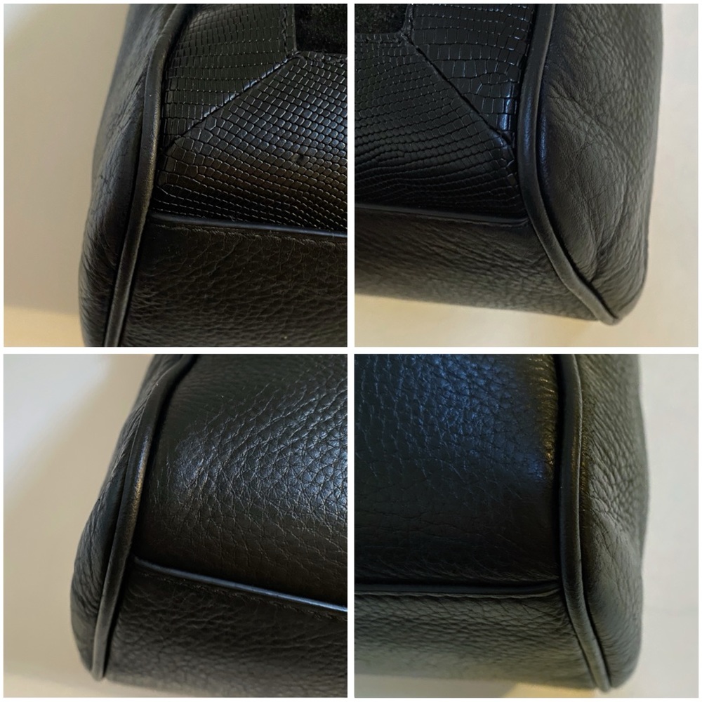 KATE SPADE black leather front zip suede square detail top handle satchel bag - Picture 7 of 16